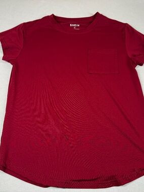 Shein Women's Short Sleeve Pocket Tee Shirt Size Medium - Red